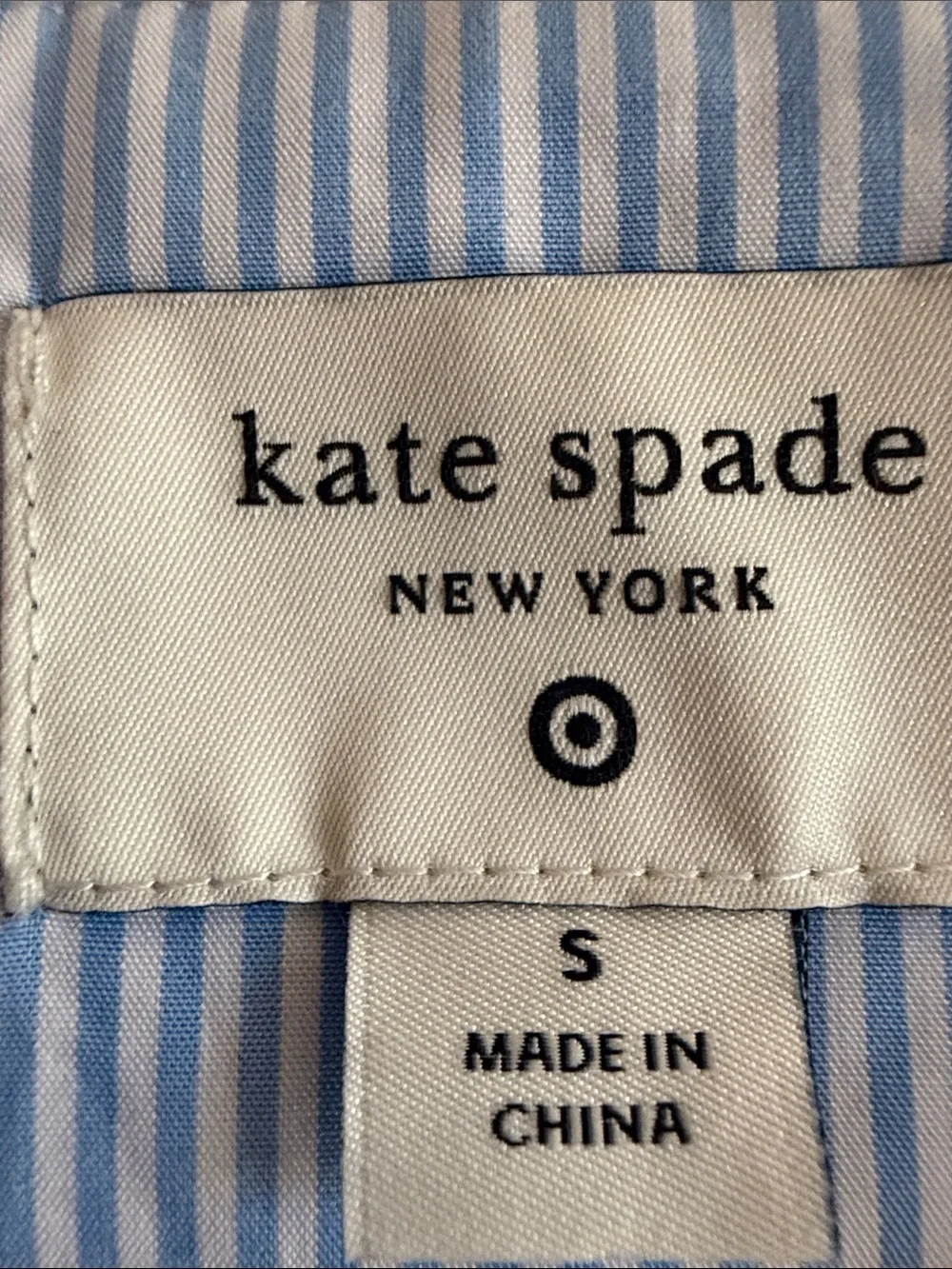 KATE SPADE X Target Striped Puff Sleeve Bow Blouse Top Shirt Blue S Nautical